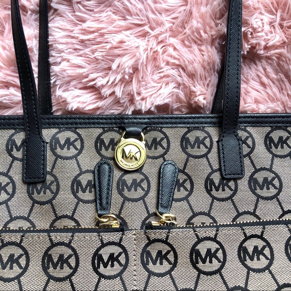 Michael Kors Black Canvas Tote Bag - Picture 3 of 8